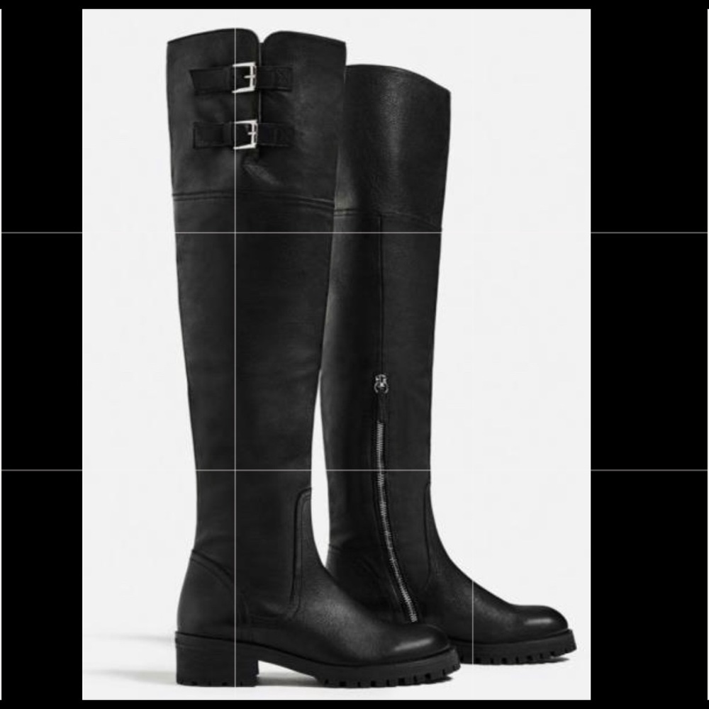 New Zara over the knee cool biker style boots 40